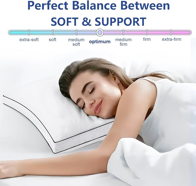 Premium Pillows Queen Size Set of 4, Fluffy and Supportive 7D Down Alternative Bed Pillows, Luxury Soft Hotel Quality Gusseted Pillow for Side Back Stomach Sleepers, Relief Neck Head and Shoulder Pain