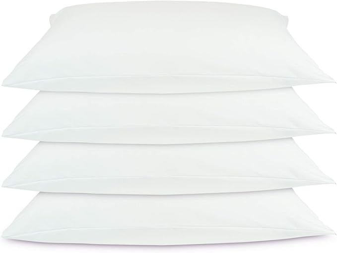 BC BARE COTTON Luxury Hotel Bedding Quality Collection, Ultra Soft dust Proof Plain Pillow Protector | Pillow Cover with Zipper, Soft & Comfortable for Hair and Skin, Standard Size, 4 Pack Set