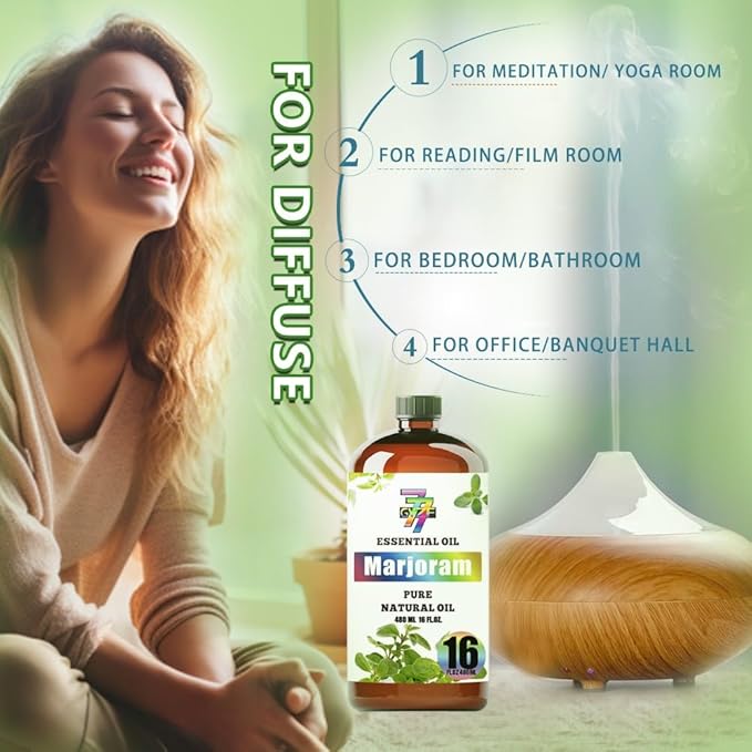 Marjoram Essential Oil - Marjoram Oils for Diffusers, Humidifiers, DIY Candles, Soap, Cleaning, Home, Office, Yoga, Massage, Gifts - 16 fl oz (480 ml) - GV77ZF