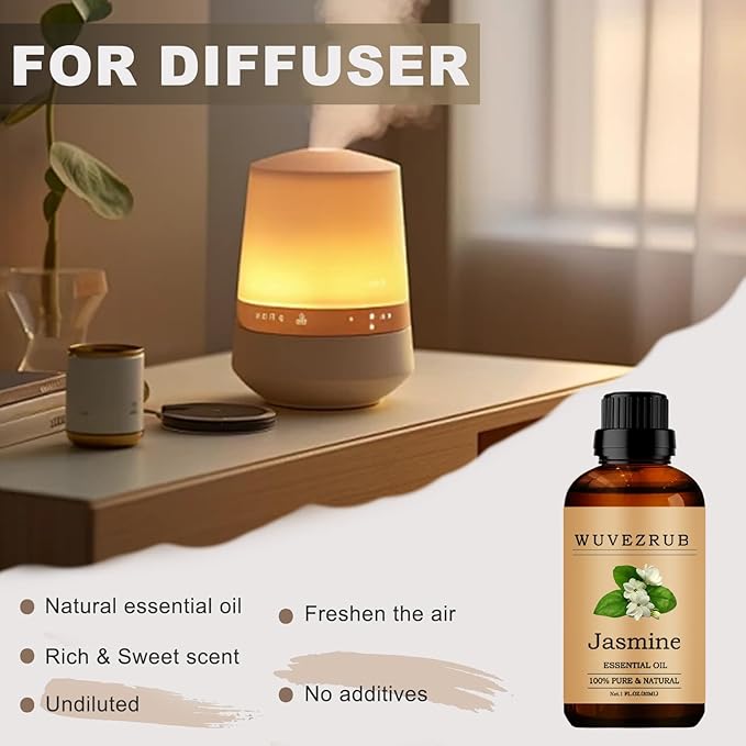 Jasmine Essential Oils, 30ML Pure and Natural Essential Oil for Aromatherapy Diffuser - Jasmine /1 Fl Oz