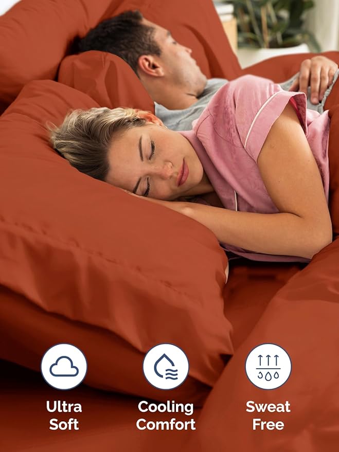 Extra Deep Twin Sheet Set - 4 Piece Breathable and Cooling Sheets - Hotel Luxury Bedding for Women, Men, Kids & Teens - Easy & Secure Fit - Soft, Wrinkle Free & Comfy - Extra Deep Pockets - Terracotta