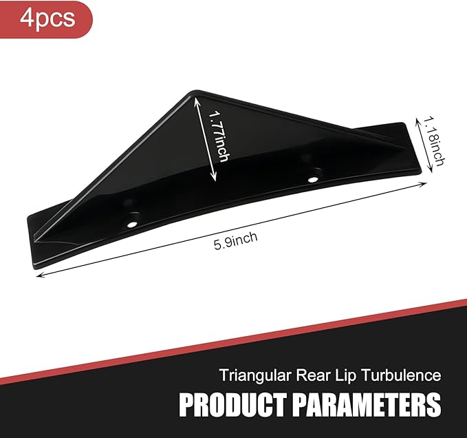 4 PCS Car Lower Bumper Lip Diffuser, 4.9" x 2.5" Spoiler Fin Protector, Vehicle Rear Splitter Lip Wing, Universal for Most Cars (Bright Black)