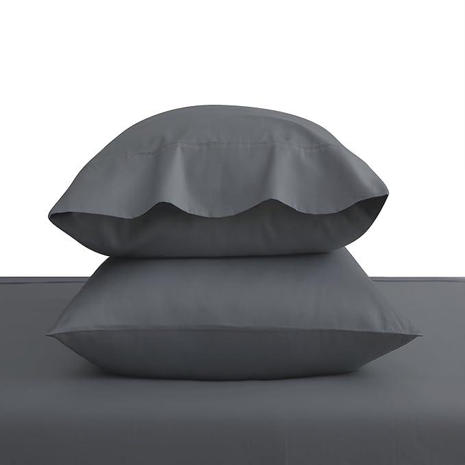 100% Egyptian Cotton Pillow Cases Set of 2, Standard Size 400 Thread Count Cooling Pillowcases, Soft and Breathable Pillow Covers with Envelope Closure, 20x26 Inches (Standard, Dark Grey)