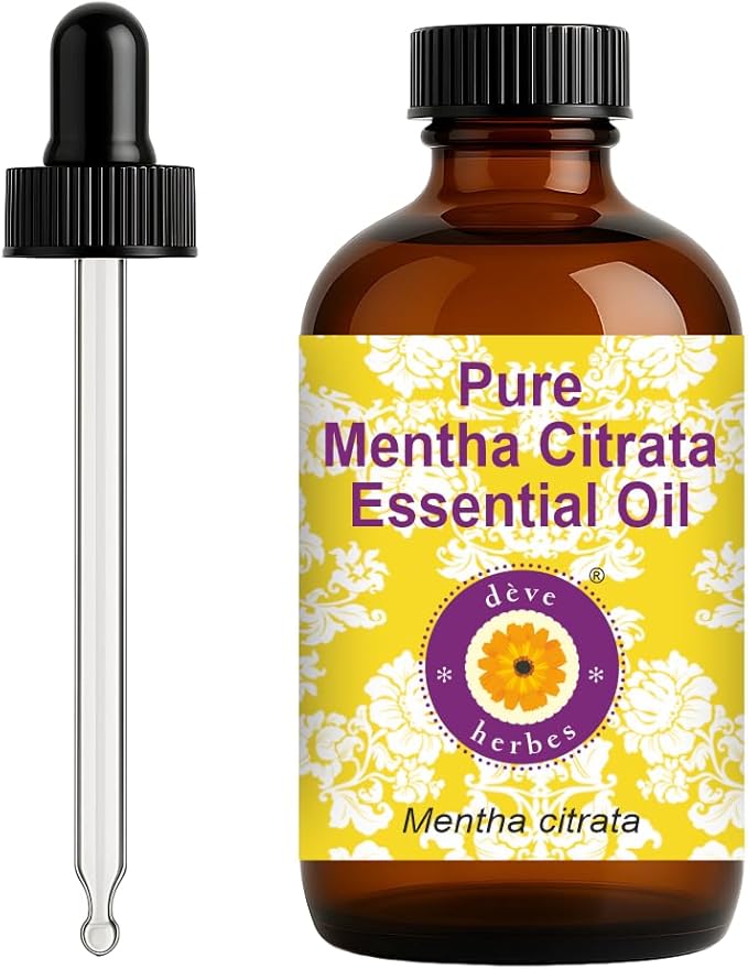 dève herbes Mentha Citrata Essential Oil (Mentha citrata) with Glass Dropper | Pure | Non-Sticky | Non-Greasy | Lightweight | Men & Women | All Skin Types | Steam Distilled 120ml (4 oz)