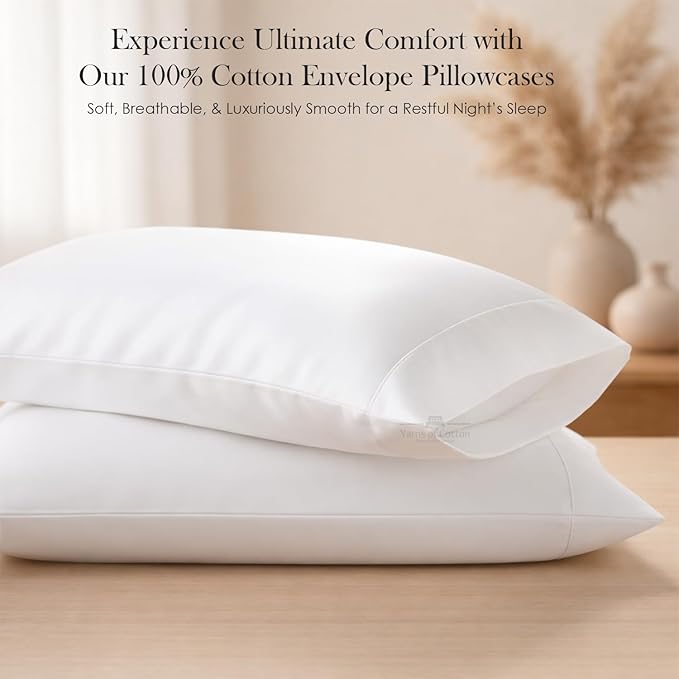 400 Thread Count 100% Egyptian Cotton Queen Size Pillowcases Set of 4, Soft & Breathable Sateen Weave, Envelope Closure, Hotel Luxury Bed Linen, Durable & Fade Resistant, 20"x30", White