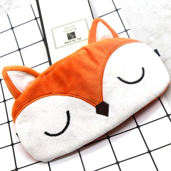 Shinywear Kids Sleep Mask, 2 Pcs Fox Eye Mask for Girls Boys Women, Cute Sleeping Mask, Soft Plush Blindfold Eye Mask Covers for Sleep