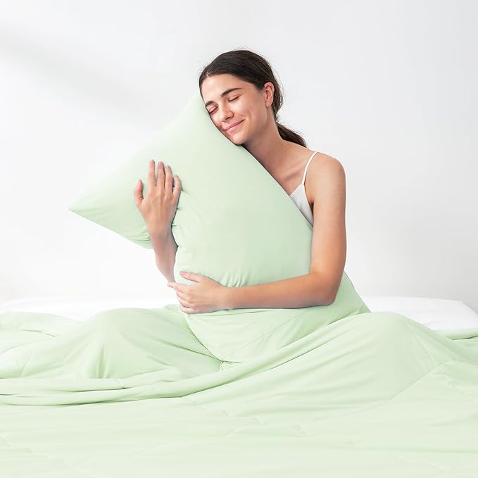 Cozy Bliss Cooling Pillow Cases for Hot Sleepers, Q-Max>0.45, Standard Size Set of 2, Soft & Silky Pillow Covers with Envelope Closure,Gift, Green, 20x26 Inches