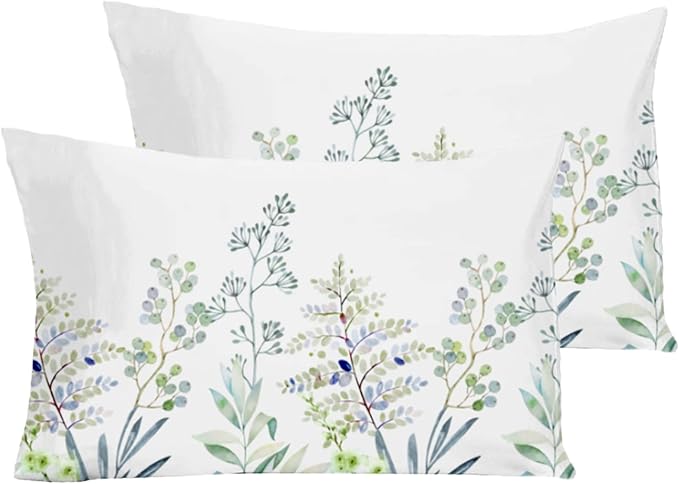 YIYEA King Size Pillow Cases Set of 2, Ultra Soft Double Brushed Microfiber Pillowcases King, Floral Bed Pillow Covers, Fade Resistant, Easy Slip-On (20"x36")