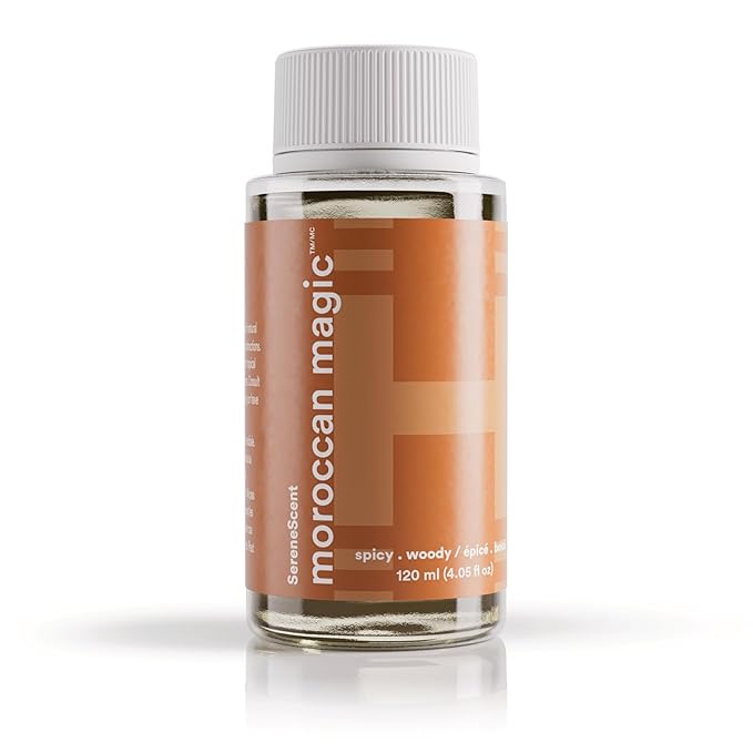Homedics SereneScent Waterless Diffuser Oil Refill — Moroccan Magic (120ml). Clean, Safe, Warm & Exotic Home Fragrance. Compatible with SereneScent Diffusers. Easy Twist Plug & Play