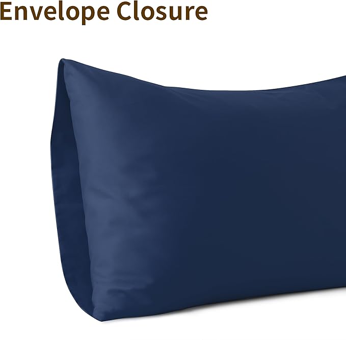 100% Egyptian Cotton Pillow Cases Set of 2, Queen Size 400 Thread Count Cooling Pillowcases, Soft and Breathable Pillow Covers with Envelope Closure, 20x30 Inches (Queen, Navy Blue)