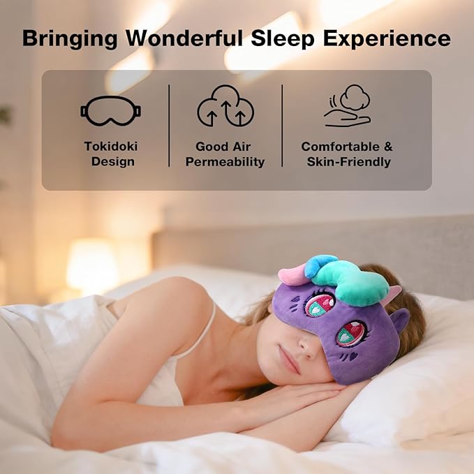 Tokidoki Official Unicorno Sleep Mask Super Soft & Eye Mask for Women Men Washable Blindfold with Adjustable Elastic Strap Blackout Eye Mask for Travel Nap Home Birthday Gift for Family Friend-Lily