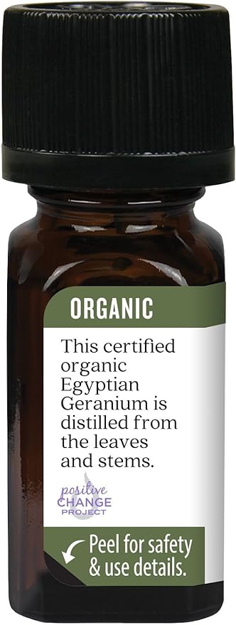 Aura Cacia 100% Pure Geranium Essential Oil | Certified Organic, GC/MS Tested for Purity | 7.4 ml (0.25 fl. oz.) | Pelargonium graveolens