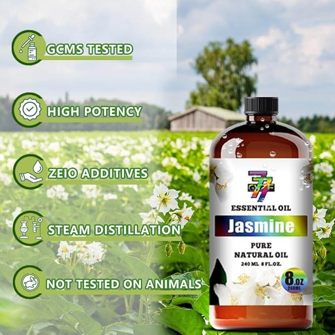Jasmine Essential Oil - Jasmine Oils for Diffusers, Humidifiers, DIY Candles, Soap, Cleaning, Home, Office, Yoga, Massage, Gifts - 8 fl oz (240 ml) - GV77ZF
