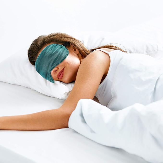 4 Pieces Kids Eye Mask for Sleeping Silk Sleep Mask Smooth Soft Eye Mask Eye Cover with Adjustable Strap Blindfold for Blocking Out Lights Travel Relax (Dark Green, Royal Blue, Purple, Coffee)