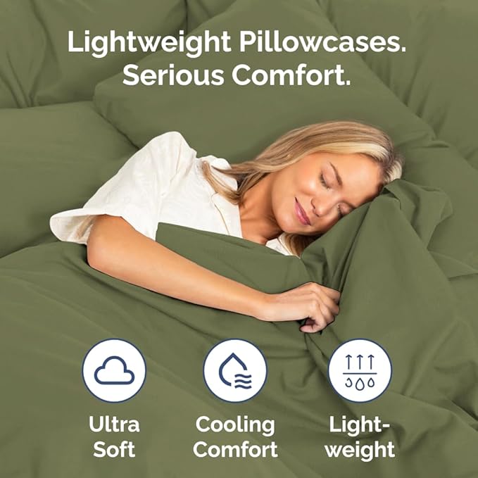 Body Pillowcases Set of 4-20x54 Long Body Pillow Case - Soft Body Pillow Cover for Sleeping & Side Sleepers - Comfy, Breathable & Fade Free - Machine Washable w/Envelope Enclosure - (Sage Green)