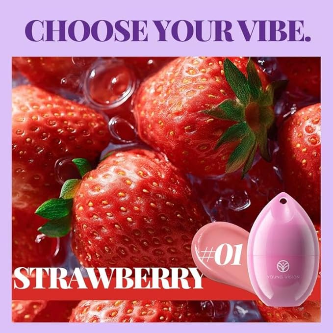 YOUNG VISION Portable Lip Balm with Keychain, Hydrating Lip Mask Overnight, Cute Lip Sleeping Balm with Applicator, Day & Night Moisture Lip Care for Dry Lips - Strawberry, 0.17oz/5g