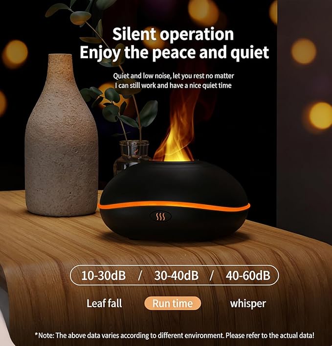 ThreeH USB Essential Oil Diffuser 200ml Ultrasonic Aromatherapy Humidifier with 7-Color LED Mood Light & Auto Shut-Off for Bedroom Office Home(Black)