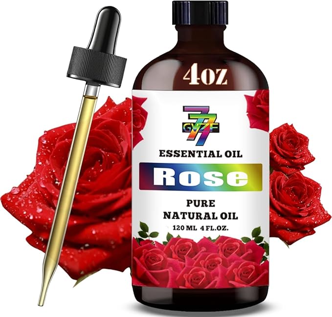 Rose Essential Oil - Rose Oils for Diffusers, Humidifiers, DIY Candles, Soap, Cleaning, Home, Office, Yoga, Massage, Gifts - 4 fl oz (120 ml) - GV77ZF