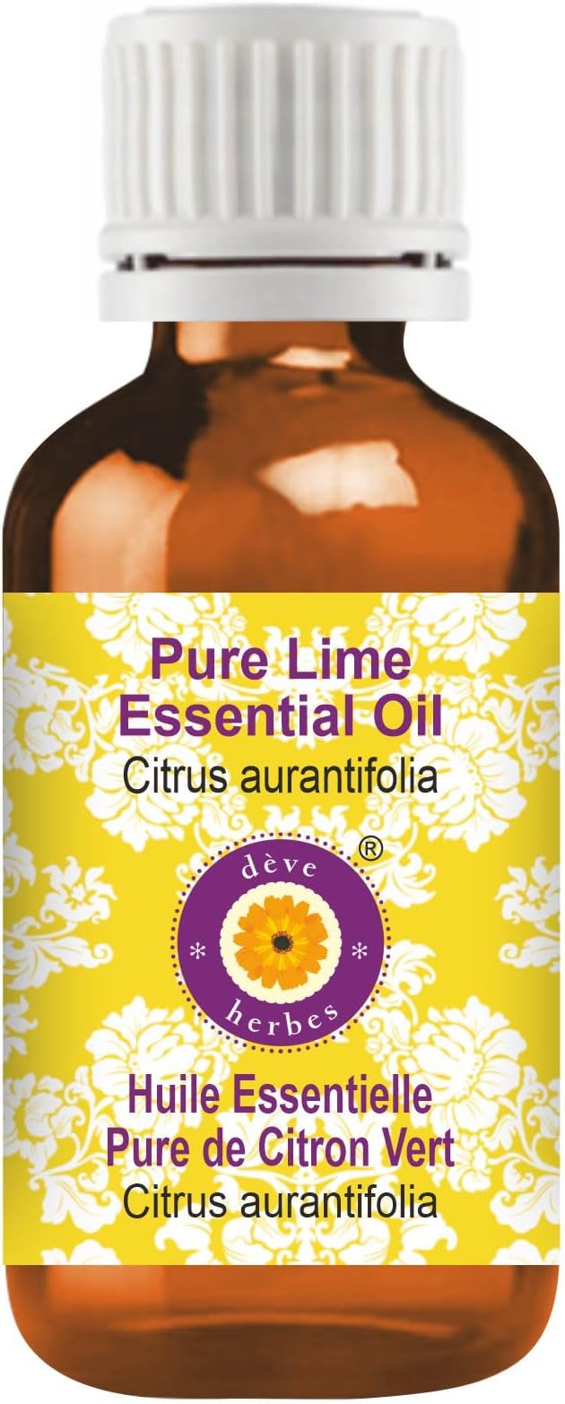 Deve Herbes Pure Lime Essential Oil (Citrus aurantifolia) Steam Distilled 50ml (1.69 oz)