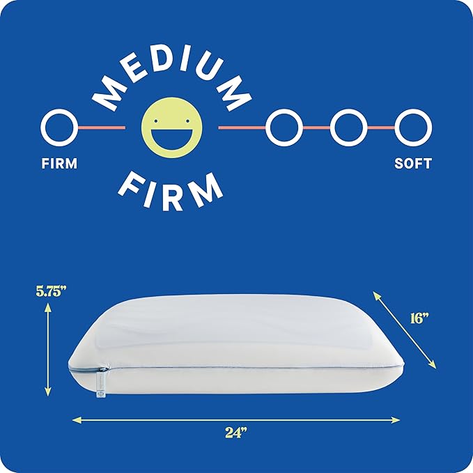 Sealy Dreamlife Standard Size Memory Foam Cooling Pillow with SealyChill Cooling Gel, Removable Machine-Washable Cover, Made in The USA