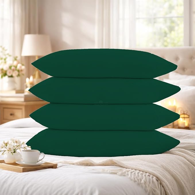 400 Thread Count 100% Egyptian Cotton Queen Size Pillowcases Set of 4, Soft & Breathable Sateen Weave, Envelope Closure, Hotel Luxury Bed Linen, Durable & Fade Resistant, 20"x30", Olive