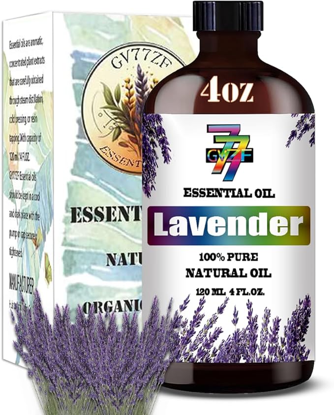 Lavender Essential Oil - Lavender Oils for Diffusers, Humidifiers, DIY Candles, Soap, Cleaning, Home, Office, Yoga, Massage, Gifts - 4 fl oz (120 ml) - GV77ZF