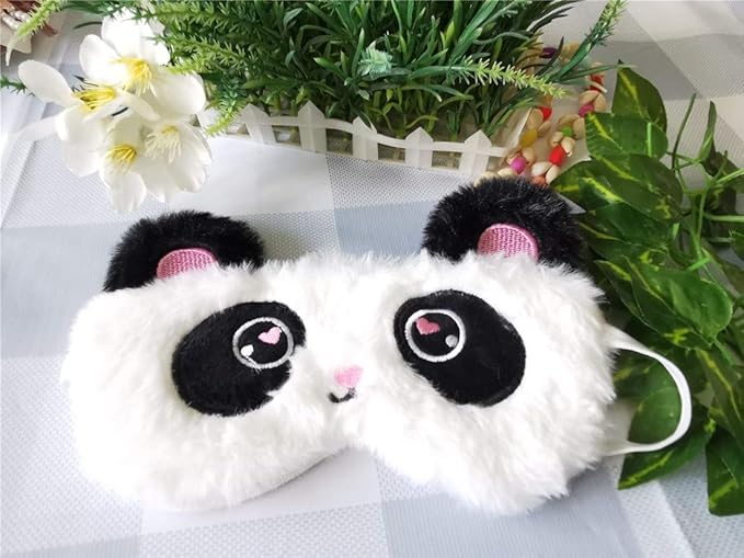 Cute Animal Sleeping Mask Soft Plush Blindfold Cute Rabbit Panda Koala Eye Cover Eyeshade for Kids Teens Girls Women (Panda)