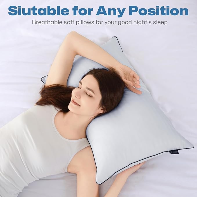 GOHOME Pillows Standard Size Set of 4 - Bed Pillows for Sleeping 4 Pack, Cooling Supportive Hotel Pillows with Premium Soft Down Alternative Fill for Side Stomach and Back Sleepers