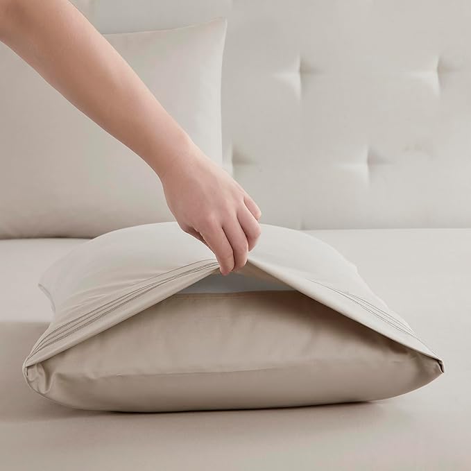 Clara Clark Bed Sheets, Premier 1800 Series Bed Sheet Set, Deep Pocket, Wrinkle, Fade, Stain Resistant, Luxury Soft Bedding Sheets & Pillowcases, Queen, Linen