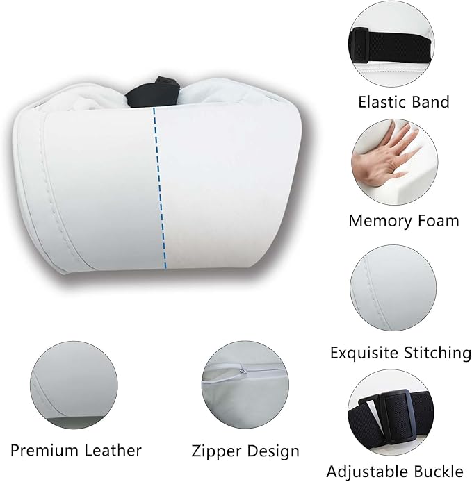 TOPABYTE Car Neck Pillow for Tesla Model 3 Model Y Model S Model X Cybertruck Accessories Memory Foam Ergonomic Design Comfortable Headrest Cushion, 1 Piece, White