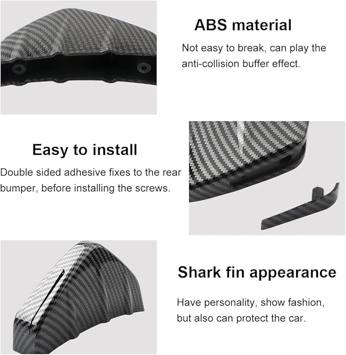 KVAEY 4 PCS Car Rear Lower Bumper Wing Lip Diffuser, Shark Fin Vehicle Spoiler Wing Rear Bumper Decoration, Universal Spoiler Fin Protector with Screw for Cars Trucks SUVs (Carbon Fiber)
