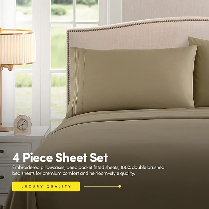 1500 Supreme Collection King Sheet Sets Sage Green - Luxury Hotel Bed Sheets and Pillowcase Set for King Mattress - Extra Soft, Elastic Corner Straps, Deep Pocket Sheets, King Sage Green