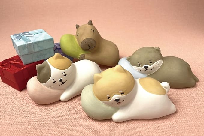 Stone Diffuser Sleeping Animals [ Designed in Japan] Non Electric Passive Diffuser for Essential Oil and Aromatherapy (Ceramic/Clay) (Sleeping Shiba)