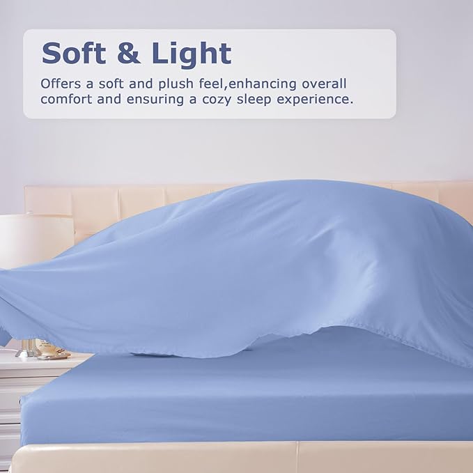 California King Size Bed Sheet Set - 4 Piece Soft Microfiber Sheets with Deep Pockets, Cooling Technology, and Wrinkle-Free Pillowcase. Hotel-Quality, Durable Bedding, Chambray Blue