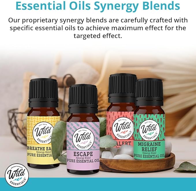 Wild Essentials Smudge Blend 2 Pack of 100% Pure White Sage and Palo Santo Essential Oil - 10ml, Premium Grade, Made and Bottled in The USA, Cleansing, Purifying, Calming