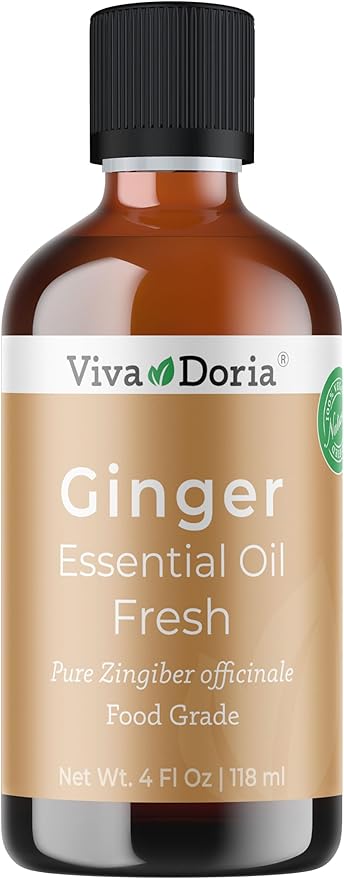 Viva Doria Ginger Essential Oil, 100% Pure Natural, Fresh Ginger Essential Oil, Undiluted, for Aromatherapy | Food Grade, 118 mL (4 Fluid Ounce)