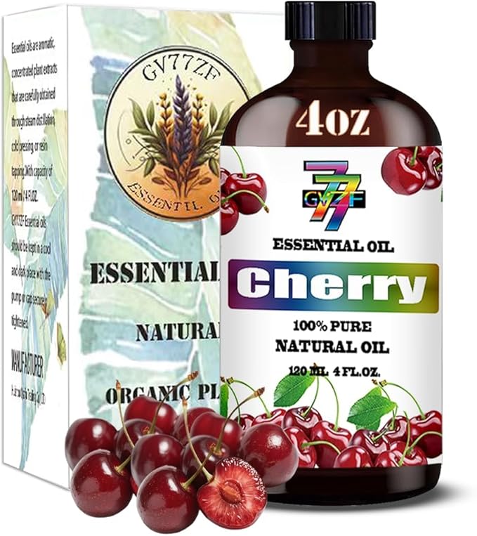 Cherry Essential Oil - Cherry Oils for Diffusers, Humidifiers, DIY Candles, Soap, Cleaning, Home, Office, Yoga, Massage, Gifts - 4 fl oz (120 ml) - GV77ZF