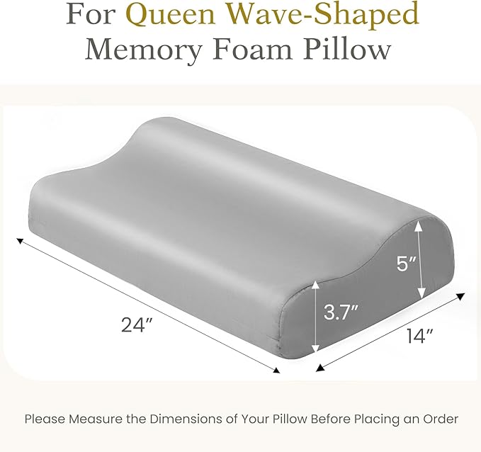 Cooling Pillowcase for Contour Pillow- Rayon Derived from Bamboo Contour Cervical Neck Pillow Case Cover- Breathable Silky Soft Pillowcase for Hot Sleepers,24 x14 x5/3.7 Inches 1 Piece Light Grey