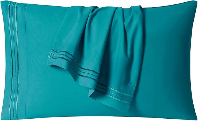 Clara Clark Bed Sheets, Premier 1800 Series 4 Piece Bed Sheet Set, Deep Pocket, Wrinkle, Fade, Stain Resistant, Luxury Soft Bedding Sheets & Pillowcases, Twin, Teal