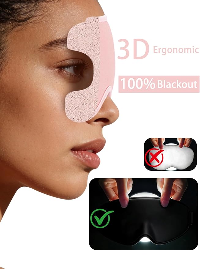3D Blackout Sleep Mask with Ear Plugs Adjustable Soft Travel Eye Mask for Airplane & Night Sleeping Pink