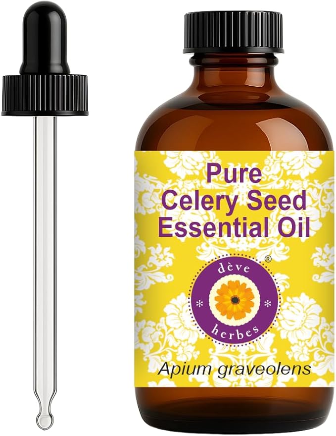 dève herbes Celery Seed Essential Oil (Apium graveolens) with Glass Dropper | Pure | Non-Sticky | Non-Greasy | Lightweight | Men & Women | All Skin Types | Steam Distilled 120ml (4 oz)