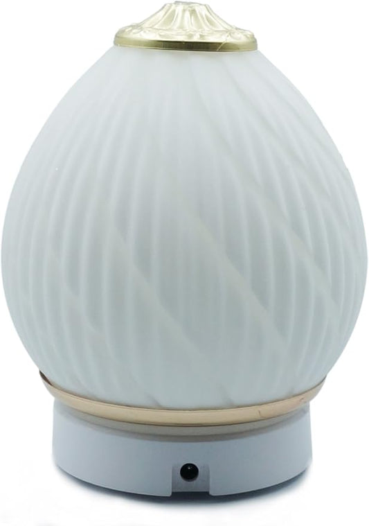 Aroma Diffuser Ultrasonic Essential Oil Aromatherapy Diffusers Stress Relaxing Ceramic Humidifier Adjustable Mist Mode Waterless Auto Shut-Off for Office Home Baby Study Yoga Spa White (Gold)