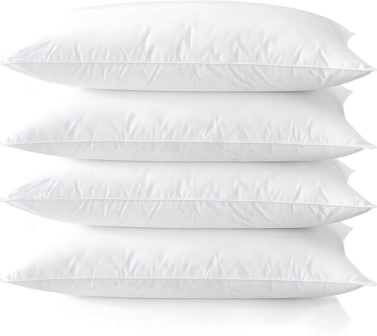 Acteb Medium Support Bed Pillows Queen Size Set of 4 Pack for Sleeping 20"x30", Hypoallergenic Skin Friendly Down Alternative Filling for Side Stomach Back Sleeper Machine Washable