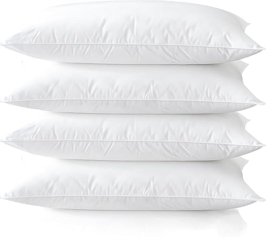 Acteb Medium Support Bed Pillows Standard Size Set of 4 Pack for Sleeping 20"x26", Hypoallergenic Skin Friendly Down Alternative Filling for Side Stomach Back Sleeper Machine Washable