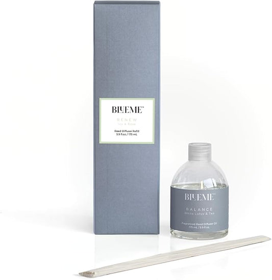 Blueme Renew Wellness Diffuser Oil Refill | Ivy & Rose | 5.92 Fl Oz - Refillable Diffuser, Essential Oils, Ceramic, Rattan Reeds | Small