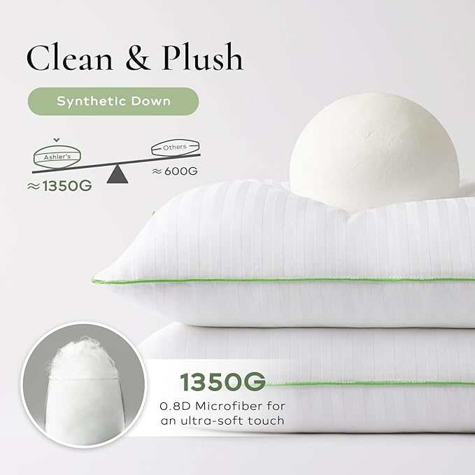 Ashler Home Deco Synthetic Down Pillow Inserts, 14x36 Down Alternative Throw Pillows Insert Sleeping Pillows with 100% Cotton Cover Decorative Pillow Stuffer for Sofa, Couch Bed(White)