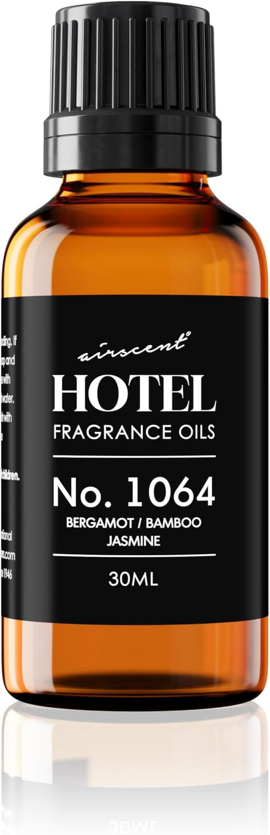 AirScent Hotel Diffuser Oil No. 1064 - Bergamot, Bamboo, Jasmine - Premium Fragrance Oil for Ultrasonic and Waterless Diffusers and Crafting - 30 mL, 1 fl oz Glass Dropper Bottle