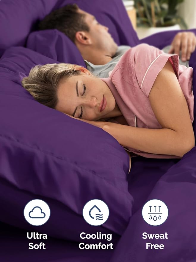 Extra Deep Cal King Sheet Set - 4 Piece Breathable & Cooling Bed Sheets - Easily Fits 18 to 24 inch Mattress - Ultra Soft, Wrinkle & Fade Free with Extra Deep Pockets - Hotel Luxury Bedding - Purple