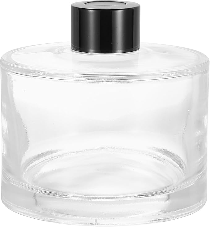HARFINGTON 250ml/8.5oz Empty Glass Diffuser Bottle 3.5" x 3.6" Refillable Fragrance Accessories Aromatherapy Jar Container for Replacement Reed Diffuser DIY Home Bathroom Transparent