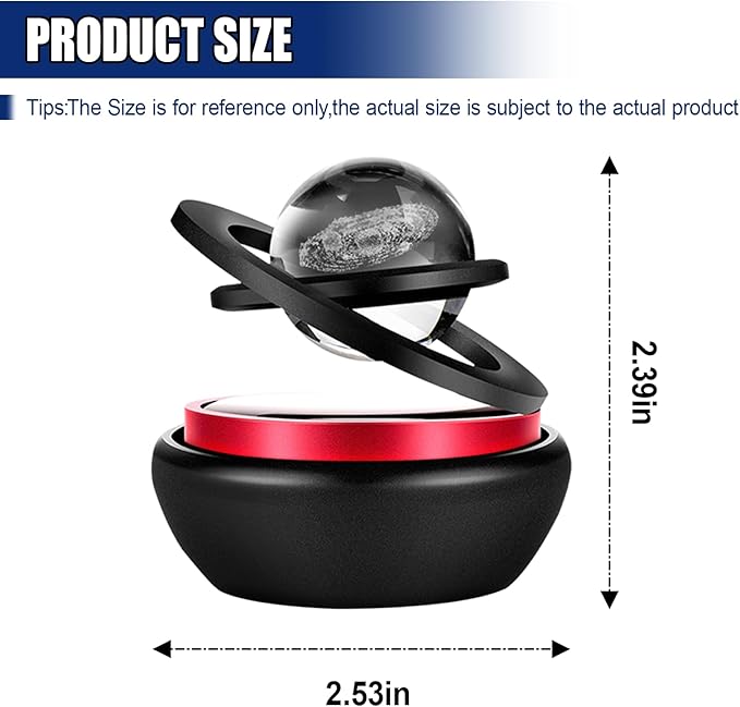 Solar Energy Car Dashboard Spinner, Rotatable Decoration Diffuser with Crystal Ball, Automatic Rotate Automotive Interior Decoration Accessory for Cars Home Office (Black)
